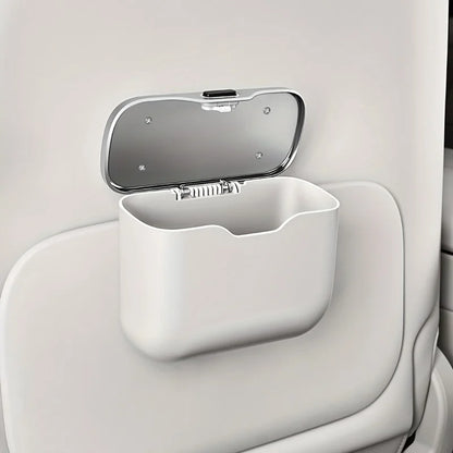 Multifunctional Car Trash Can with Lid Button, Hanging Storage Bin for Wet and Dry Use, Auto Interior Accessories, Organizer Box