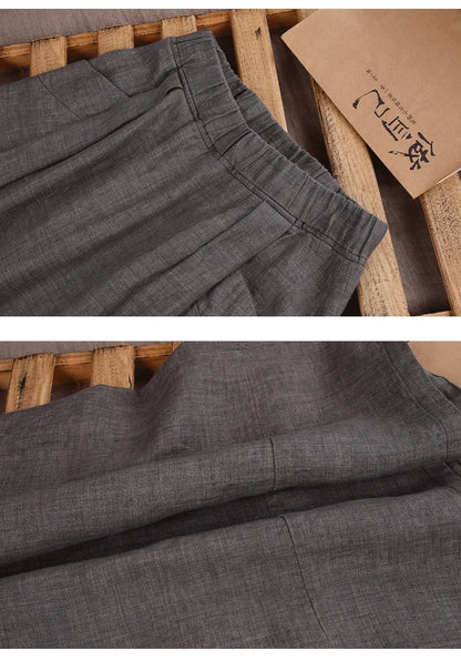 New Cotton and Hemp Half Length Skirt for Women in Summer, A-line Medium Length Skirt, High Waist, Loose Elastic Waist Skirt