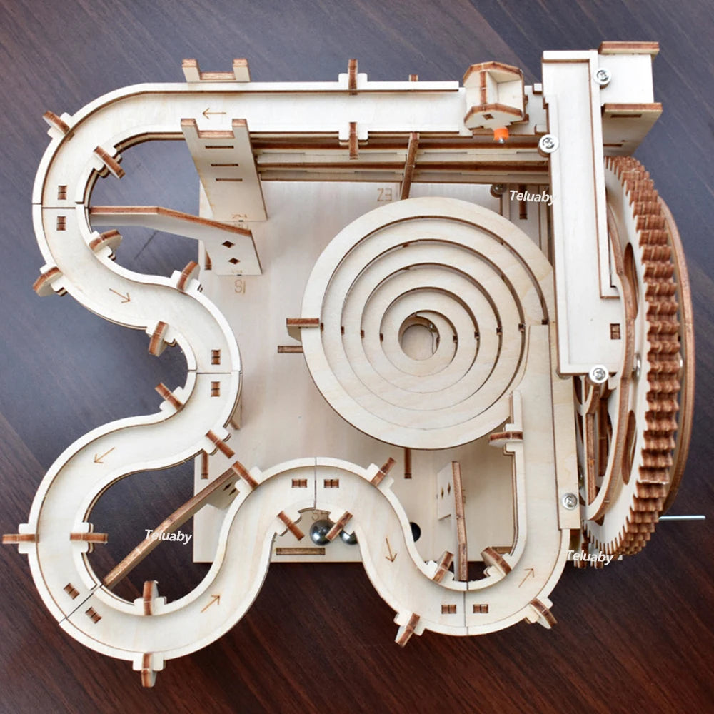 3d Wooden Puzzle Marble Runs Mechanical Puzzles Self Assembly Toy STEAM Educational Toys Model Building Kits for Kids Adult Gift
