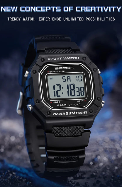 SANDA 2156 Fashion Men's Watches Waterproof Sports Watch For Man Military S-style Shock Stopwatch Shockproof Digital Wristwatch