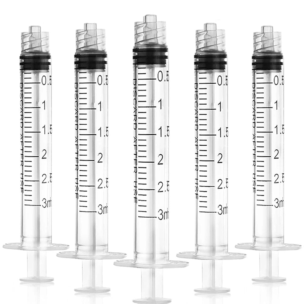 100 Pieces of 3ml Luer Lock Syringes, Disposable Samplers, Glue Dispensers, Laboratory-Specific Industrial Veterinary DIY Tools