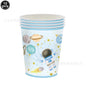 Blue Planet Astronaut Space Disposable Tableware Kids Birthday Table Decorations Paper Plate Cup Napkin Astronaut Rocket Balloon