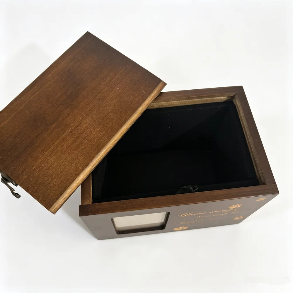 Wooden Pet Urn With Photo Frame Dog Cat Cremation Ashes Box Pet Loss Memorial Keepsake Box Pet Memorial Urn for Home Display