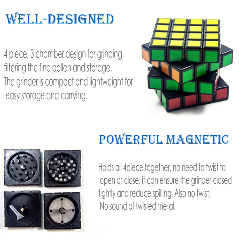 Magnet Magic Cube Four Layers Grinder Multifunctional 1.8Inch Magic Cube Grinder Cigarette Shredder Spice Crusher