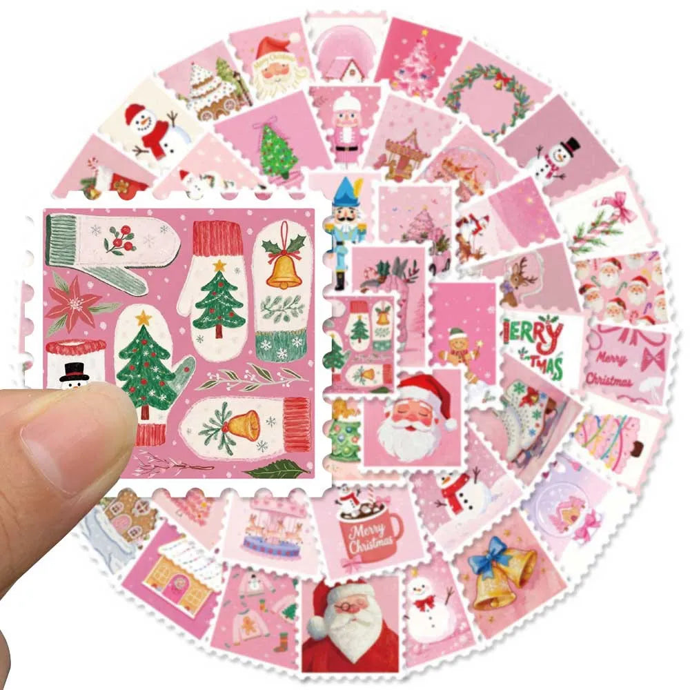 10/30/50PCS Christmas Pink Cartoon Stamps Stickers DIY Decoration Funny Notebook Phone Fridge Laptop Bike Car Graffiti Kids Toys