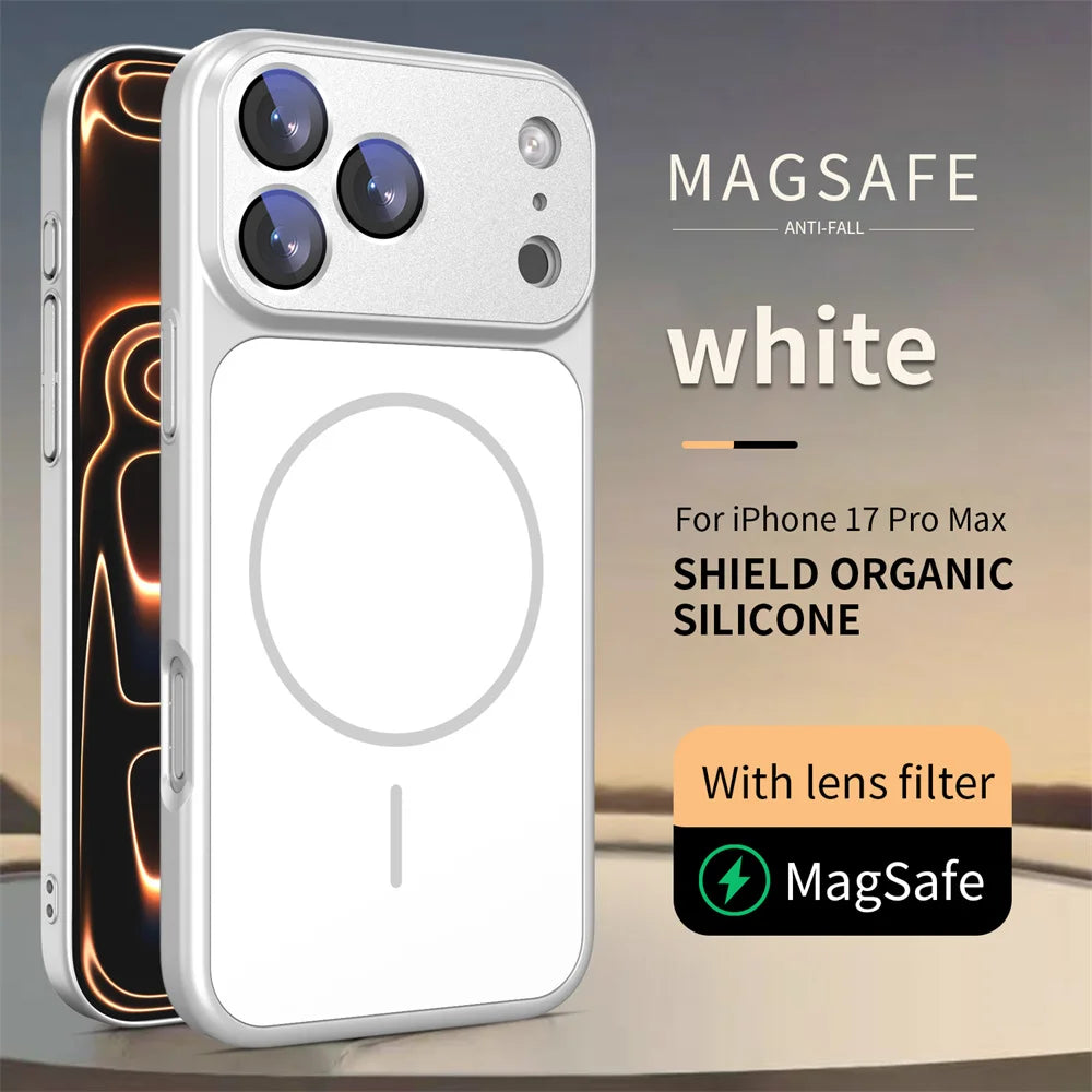 Luxury for Magsafe Magnetic Stand  Shockproof Phone Case for iPhone 17 Pro Max Air 16 Pro 15 14 13 Liquid Silicone Protect Cover