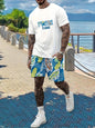 New Plus Size Men's T-shirt And Shorts Set Summer Casual Daily Men's Short Sleeve Top Urban Street Men's Fashion T Shirt Shorts