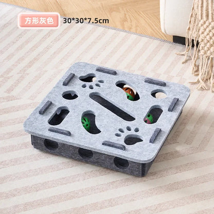Cat Puzzle Toy Felt Puzzle Box Cat Exercise Toy With Ball Indoor Sports Entertainment Hunting Cat Toys For Indoor Cats