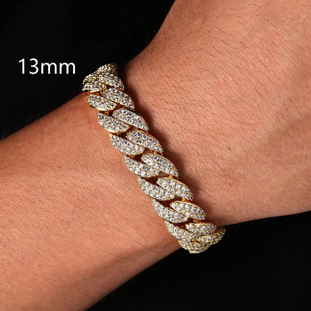 ESKEEM 2/3/4/6Row Full Diamond Bubble Cuban Bracelet 10/13/18/20/22MM CZ Stone Iced Out Hip Hop Jewelry Cuban Bracelet Women Men