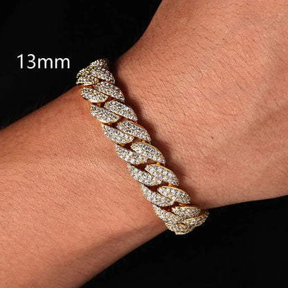 ESKEEM 2/3/4/6Row Full Diamond Bubble Cuban Bracelet 10/13/18/20/22MM CZ Stone Iced Out Hip Hop Jewelry Cuban Bracelet Women Men