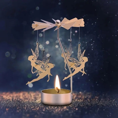 Metal Rotating Candle Holder Heat-Powered Rotation Elegance Style Spinner Carousel Rotating Mechanism Tea Light Holder