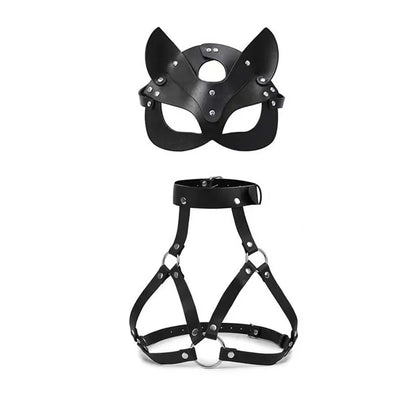 Sexy Leather Body Harness Belt with Mask BDSM Bondage Lingerie Chest Harness Strap for Enhanced Sensation