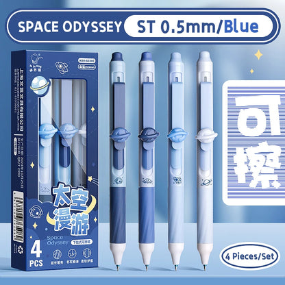 4 Pcs/Set Creative Pull-Type Erasable Gel Pens Blue Ink 0.5mm ST Erasable Pen for School Student Exam Writing Stationery