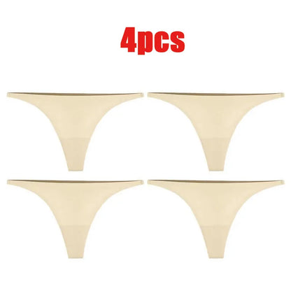 1-6pcs Seamless Panties Ice Silk Seamless Panties For Women Soft Thin Thongs Woman Satin Underwear Female Bikini String Panties