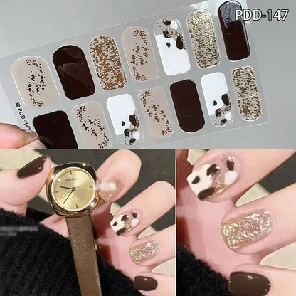 1PC Gel Nail Sticker Patch Slider Flower Gradient Color Back Glue Full Cover Waterproof Gel Nail Sticker UV Lamp Curing Manicur
