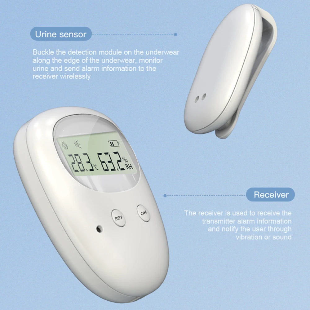 Wireless Bedwetting Alarm Pee Alarm with Receiver10-20M Range Vibration Reminding  for Boys Grils Kids Potty Training Elder Care