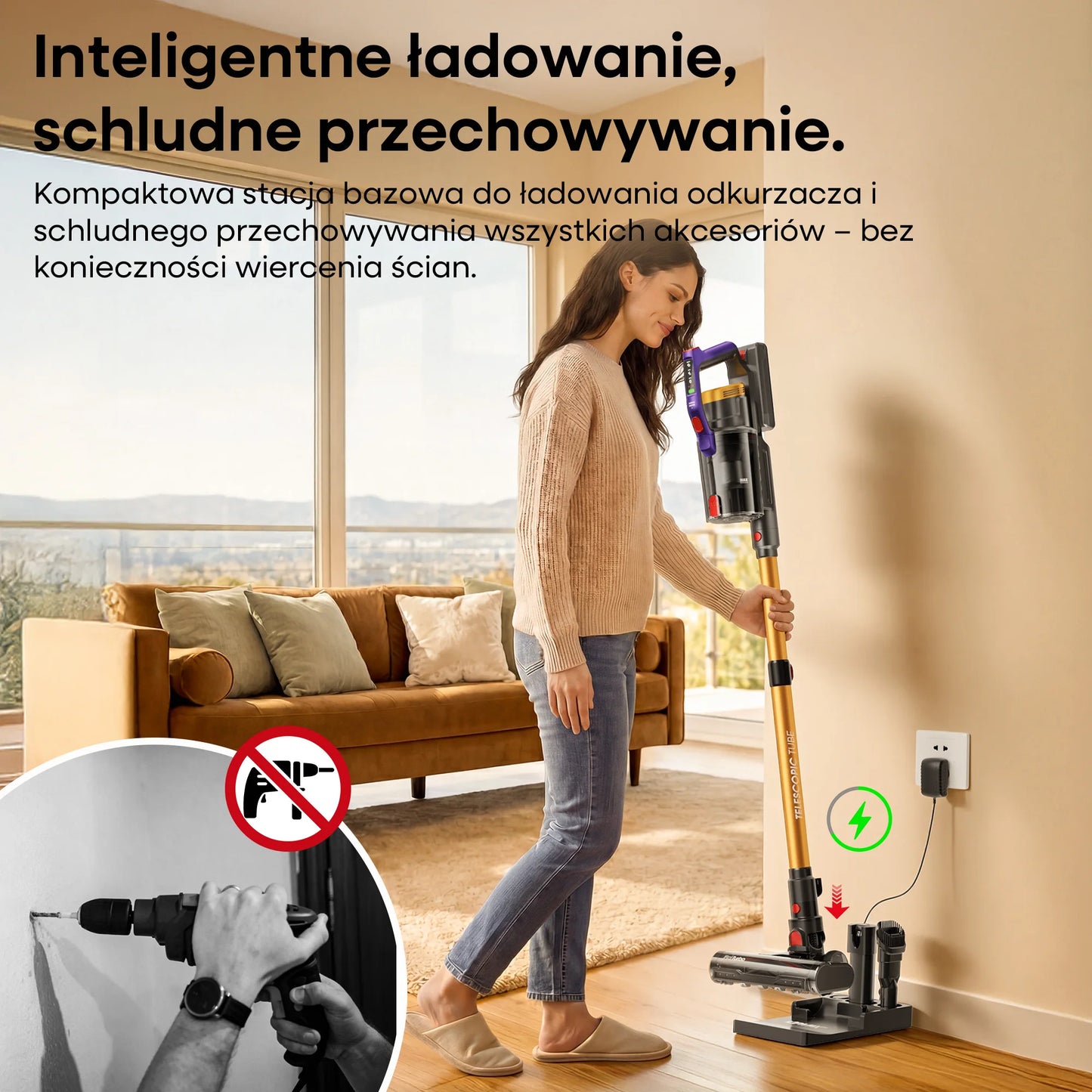 Erabros EV7 Cordless Vacuum Cleaner 70KPa 550W Handheld Stick Vacuum, 70Min Runtime, with Charging Storage Base, Anti-Tangle Brush, with Aroma Design, Powerful Cordless Vacuum Cleaner for Home Clean Carpet Hard Floor Pet Hair