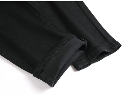 Men Classic Pure Black Jeans All Match Stretch Denim Pants Casual Plus Size Slim Straight Trousers