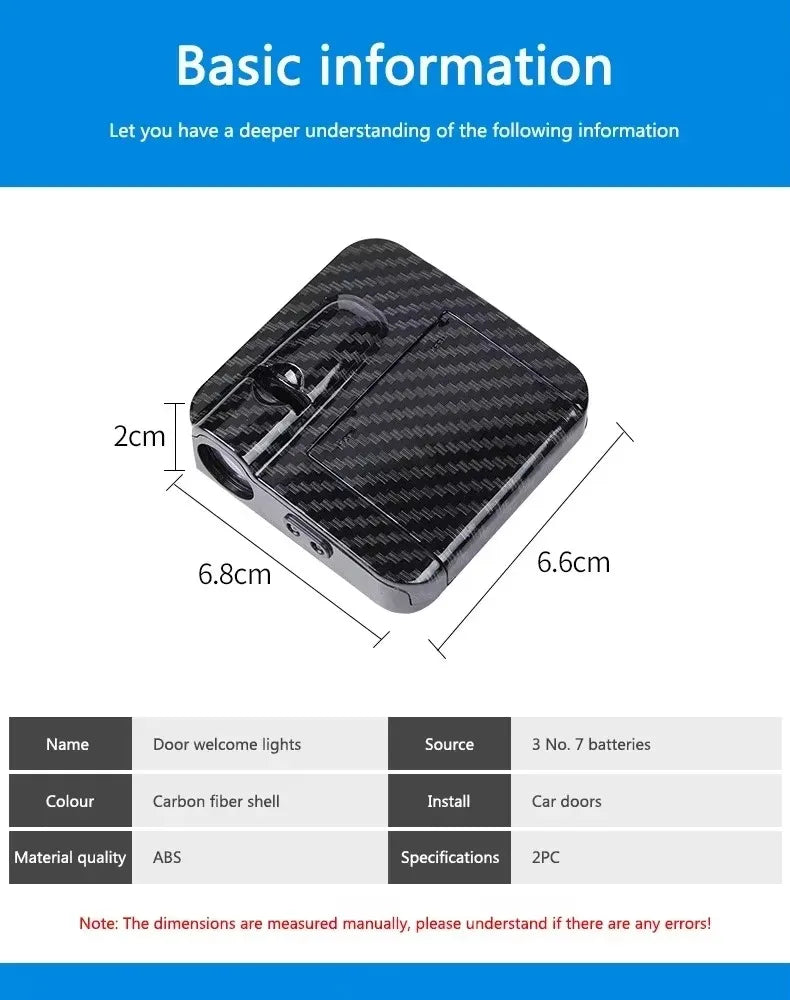 2Pcs Car Angel Wings Wireless Car Door Welcome Decorative Light Courtesy Shadow Projector Lamp LED HD Logo Light Car Accessories