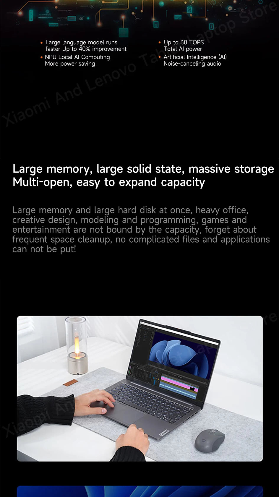 Lenovo Laptop Xiaoxin Pro14 2024 14' 2.8K 120Hz OLED Screen AMD Ryzen 7-8845H 16G/32G LPDDR5 1TB/2TB PCIE4.0 SSD Notebook PC