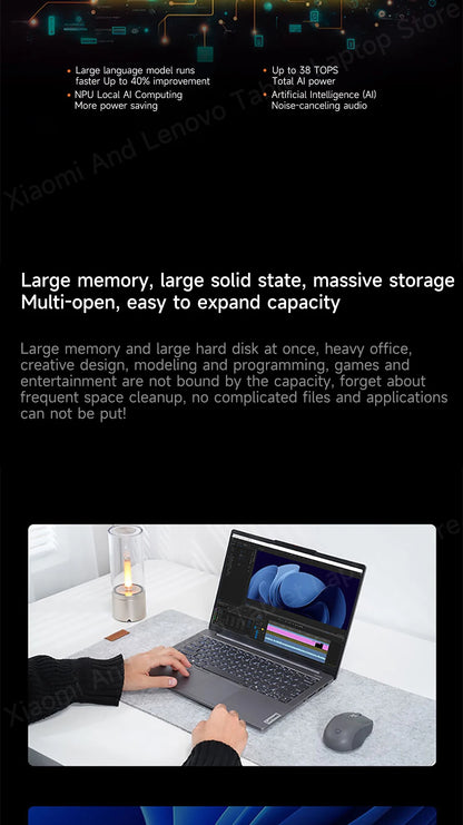 Lenovo Laptop Xiaoxin Pro14 2024 14' 2.8K 120Hz OLED Screen AMD Ryzen 7-8845H 16G/32G LPDDR5 1TB/2TB PCIE4.0 SSD Notebook PC