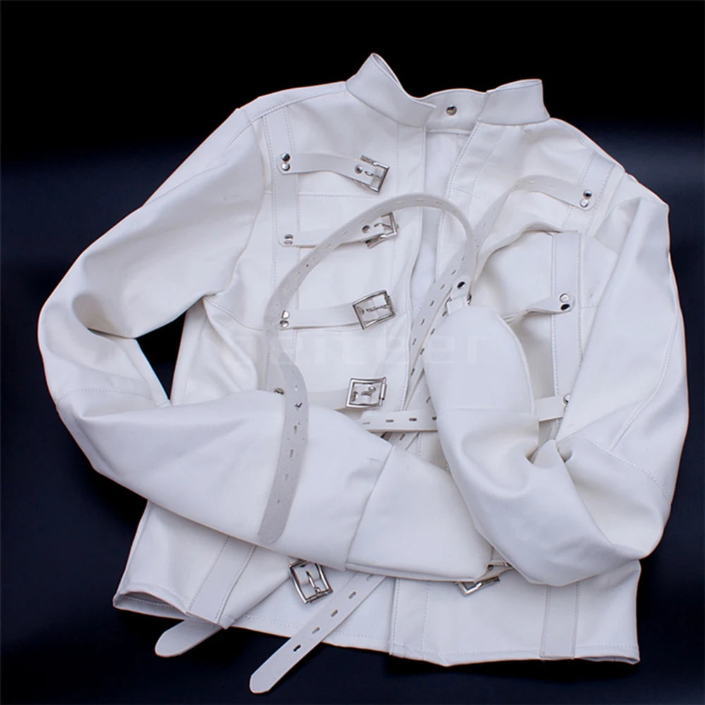 Female Sofe Leather Adjustable Binder Bondage Straitjacket Binding Slave Lockable Coat For Women Erotic Cosplay Adult BDSM