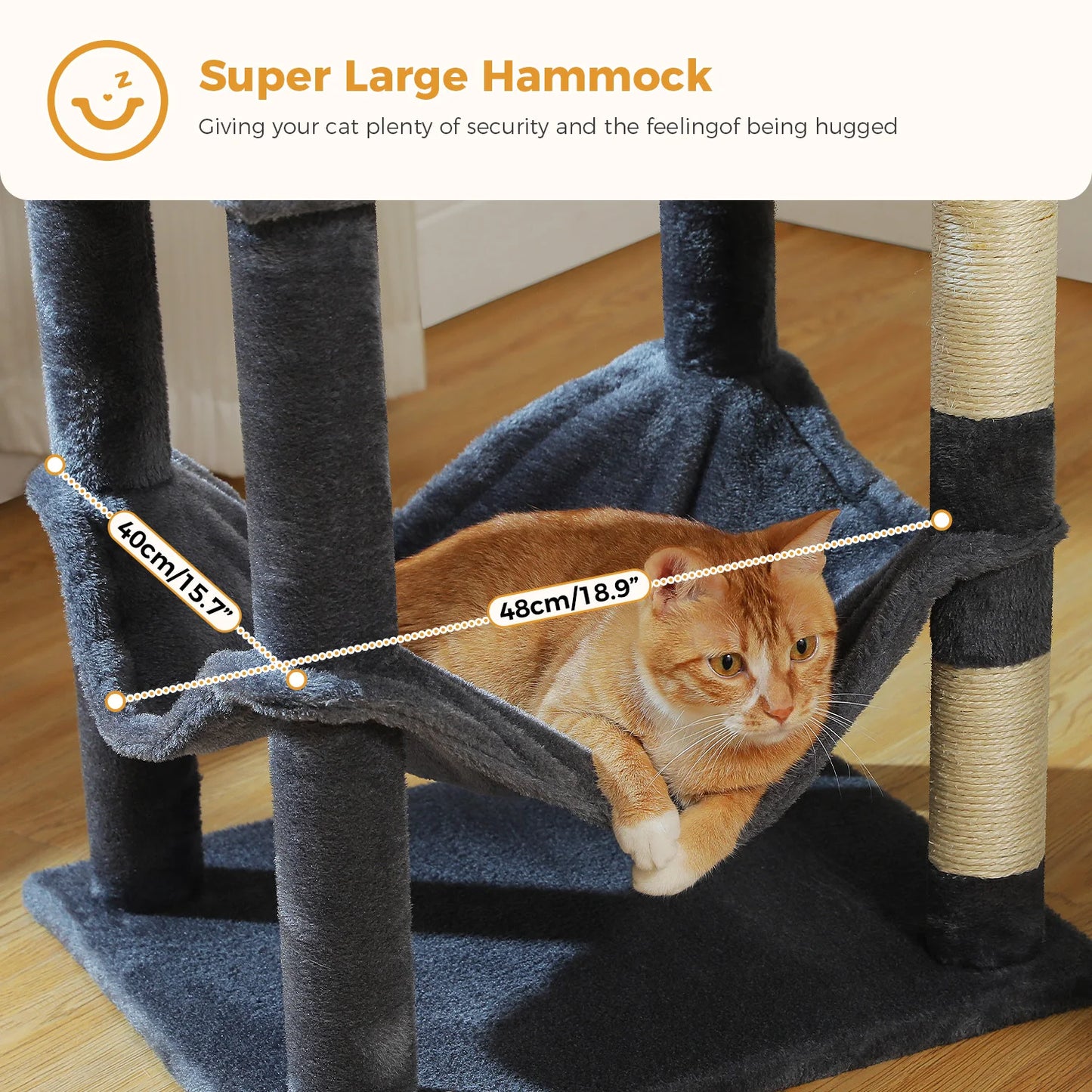 Multi-Level Cat Tree for Indoor Cats Large Cat Tower with Cozy Condo Hammock Sisal Scratching Posts Cat Scratchers Bed Cat Toys