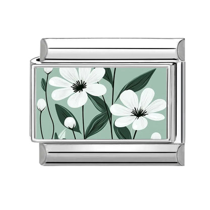 2025 Women's Fashion Colorful Flowers Oil Painting Style Series Italian Charms Fit 9mm Stainless Steel Bracelet DIY Jewelry Gift