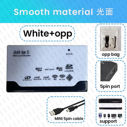Lecteur de carte mémoire tout-en-un lecteur de carte externe USB SD SDHC Mini Micro M2 MMC XD CF lecteur pour MP3, appareil phot