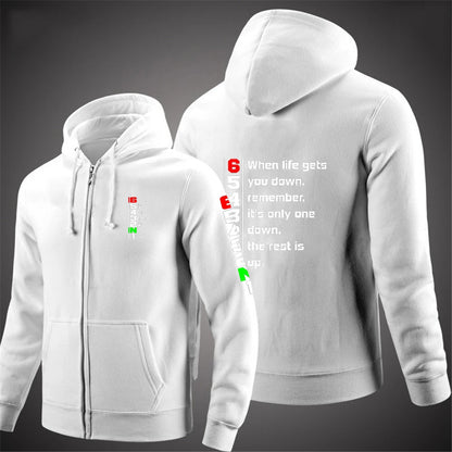 2025 Spring Autumn Men's Manual Transmission 1N23456 Motorcycle Logo Printed Popular Cardigan Classic Solid Color Hooded Hoodies
