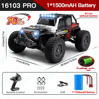 ZWN 1:16 70KM/H Or 50KM/H 4WD RC Car With LED Remote Control Cars High Speed Drift Monster Truck for Kids vs Wltoys 144001 Toys