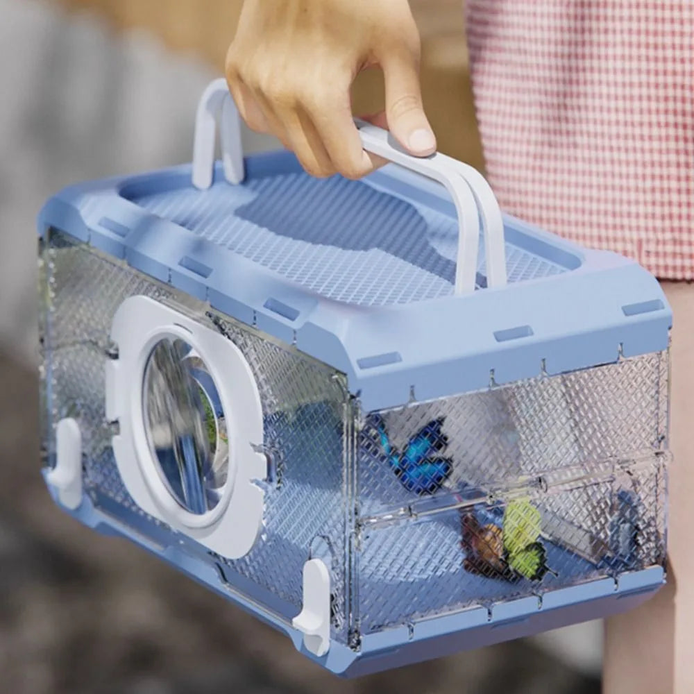 Folding Insect Observation Box Waterproof Wear Resistant Portable Hamster Cage Transparent Pet Observation Box