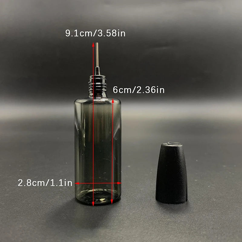 30/50ML PET Clear Vial with Long Thin Needle Tip Dropper for Smoking Oil Accessories Liquid Jar for Essential Oil Storage