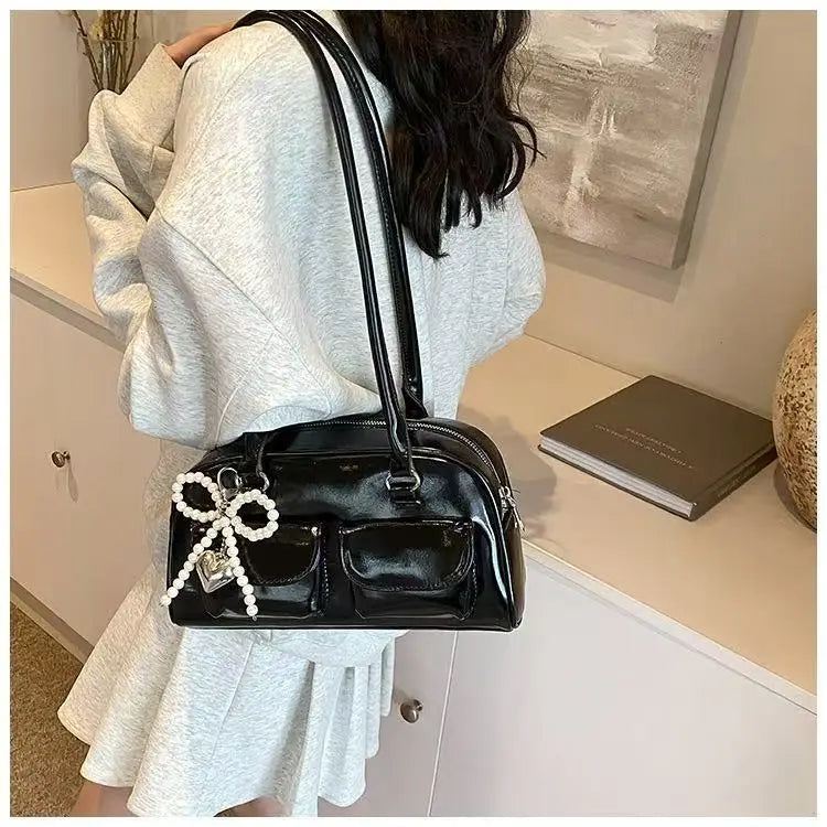 Fashionable Underarm Bow Bag for Women 2024 Korean Edition New Simple Leisure Pillow Bag Trendy Versatile Shoulder Bag