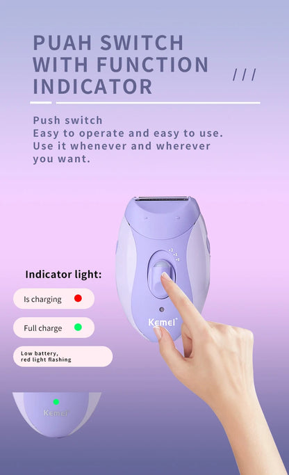 Kemei 4in1 Women Epilator Electric Shaver Facial Body Hair Removal Lady Leg Bikini Trimmer Hair Remover Underarms Rechargeable