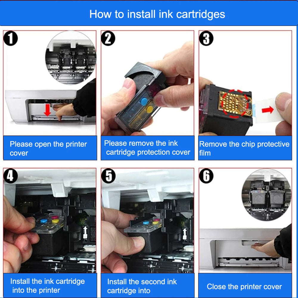 Einkshop For HP 301XL 301 XL Refillable Ink Cartridge for HP301 Deskjet 1050 2050 2510 3000 3050 3052 3054 3540 1510 2540