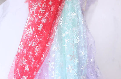 Silver Snowflake Tulle Mesh Fabric Girl Doll Dress Christmas party wedding Decration DIY Sewing Cloth accessories