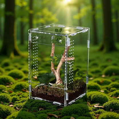 Reptile Enclosure Front Opening Escape Proof Habitat Acrylic Jumping Spider Habitat for Observation Home Pet Store Bedroom