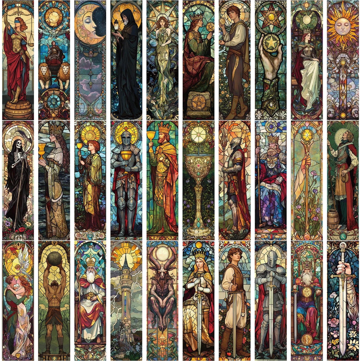 30pcs Stained Glass Tarot Bookmarks Unique Design Simple Creative Artistic Style Exquisite Craftsmanship Convenient Sticky Note