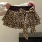 HOUZHOU Women Leopard Mini Skirt Y2k Gyaru Elastic Waist Layered Short Skirt Female Harajuku Kawaii Slim High Waist Skirts