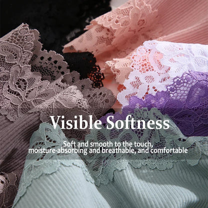 3Pcs/set Women Cotton Lace Panties Floral Intimate Underwear Trendy Patchwork Lace Briefs Female Soft Underpants Lingerie S-XL
