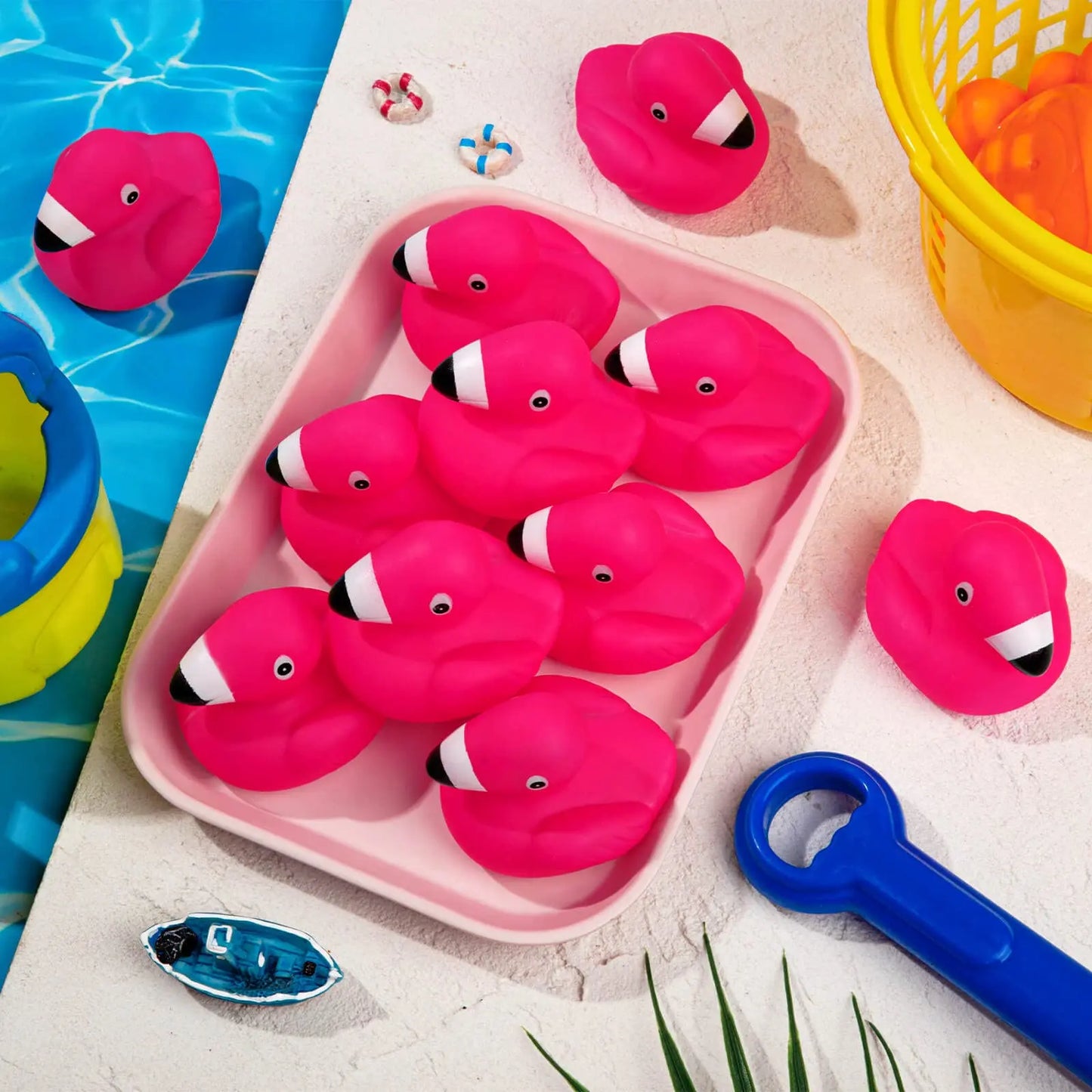 20/40pcs Flamingo Rubber Duckies for Kids,Pink Flamingo Duck Bath Toys Cute Floating Squeaky Mini Rubber Ducks for Baby Shower