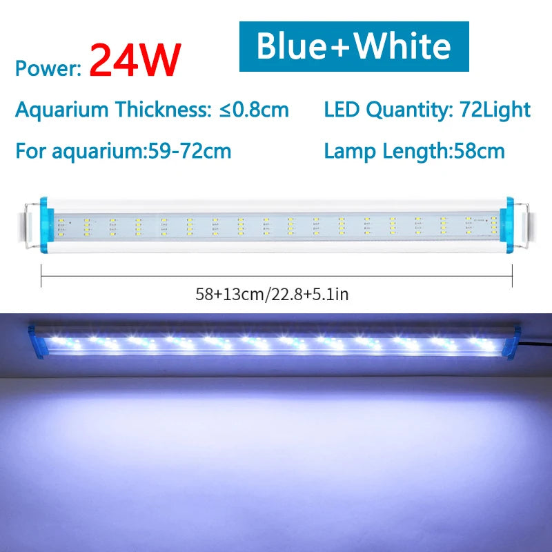 Extensible Waterproof Clip on Lamp For Fish Tank Super Slim Fish Tank Aquatic Plant Grow Aquarium LED Light 18-58cm 220V