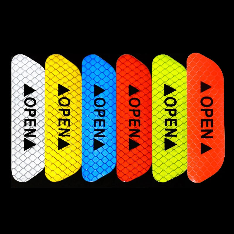 4 PCS Car Open Reflective Sticker Universal Safety Warning Mark Reflective Stickers Lighting Luminous Decor Auto Door Stickers