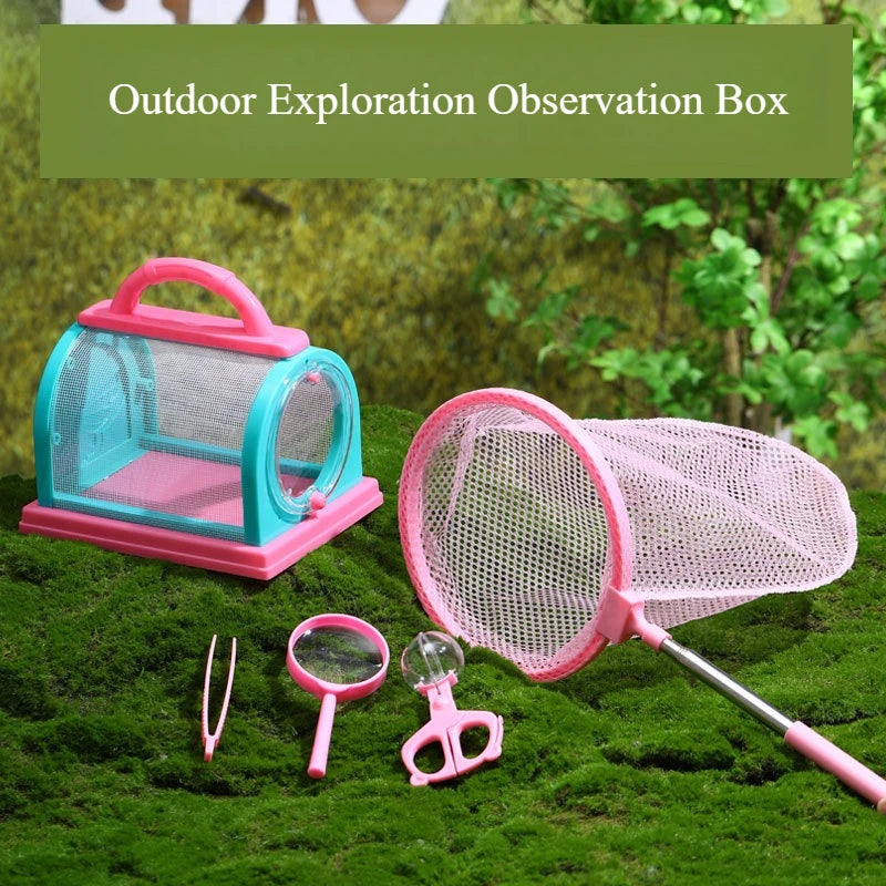 5pcs Set Outdoor Exploration Insects Collector Insect Catching Tools Butterfly Fishing Net Cage Observation Box Insects Boxes