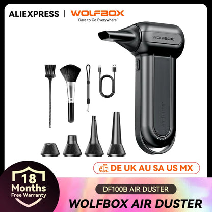 WOLFBOX DF100(MF100-BLACK) Portable Fan Blower Powerful Wireless Air Blower Air Duster Speed Adjustable for Car/PC/Home/Outdoor