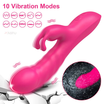 Powerful Rabbit Vibrator Women G-Spot Clitoral Stimulator Vagina Nipple Massager Dildo Female Masturbator Adult Sex Toy
