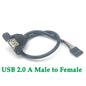 USB 2.0 A Male to Female 5 Pin Extend Cable USB 2.0 A Female Panel Mount to USB A Male Angle Plug Extension Cable 30CM