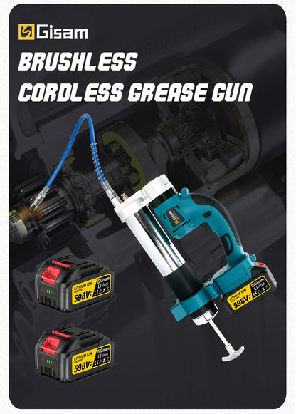 Gisam 10000PSI Brushless Electric Grease Gun Kit Electric High-Performance Grease Gun Set Power Tool For Makita 18v Battery Pins