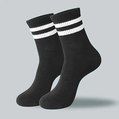 6/10/20 Pairs Men Women Striped Round Neck Socks Spring Autumn Breathable Odor Proof Sweat Absorbing All-Season Casual Socks